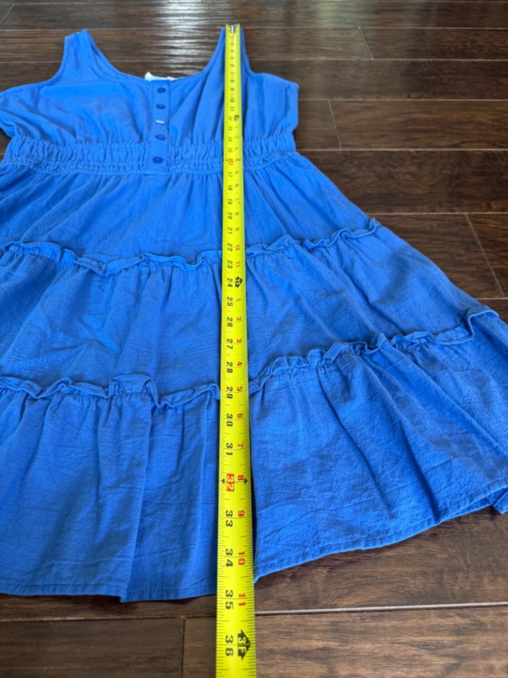 Altar’d State Blue Tiered Dress Smocked Waist Cotton Size L - Picture 8 of 11